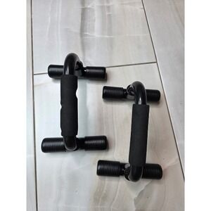 Black Push Up Bars Pair Foam Grip Non-Slip Strength Training Stands Home Gym E1